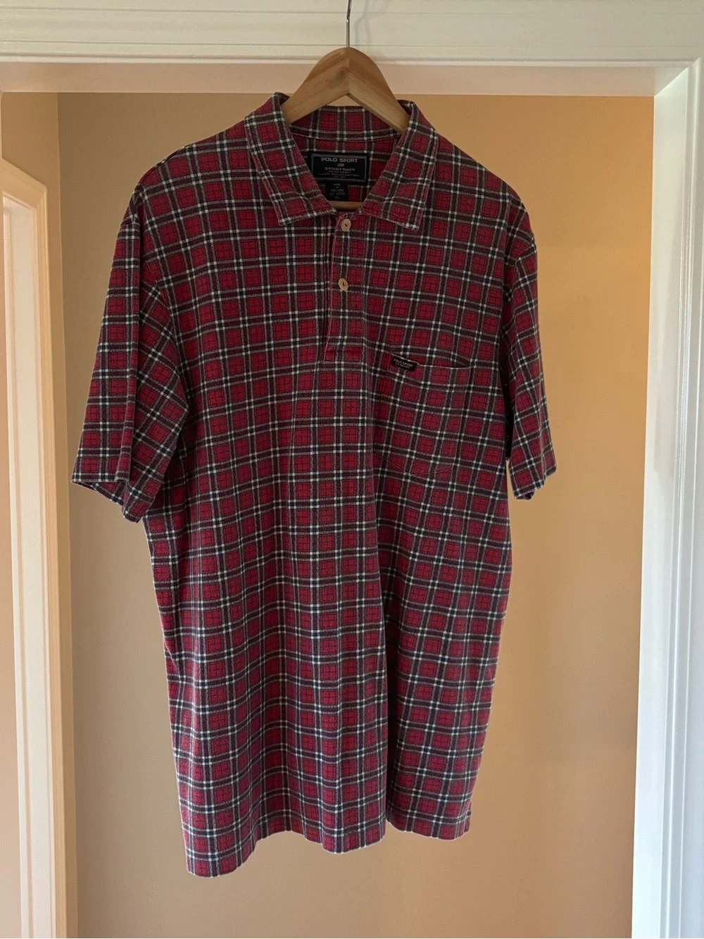 Vintage Ralph Lauren Polo Sport Red Plaid Short Sleeve Polo